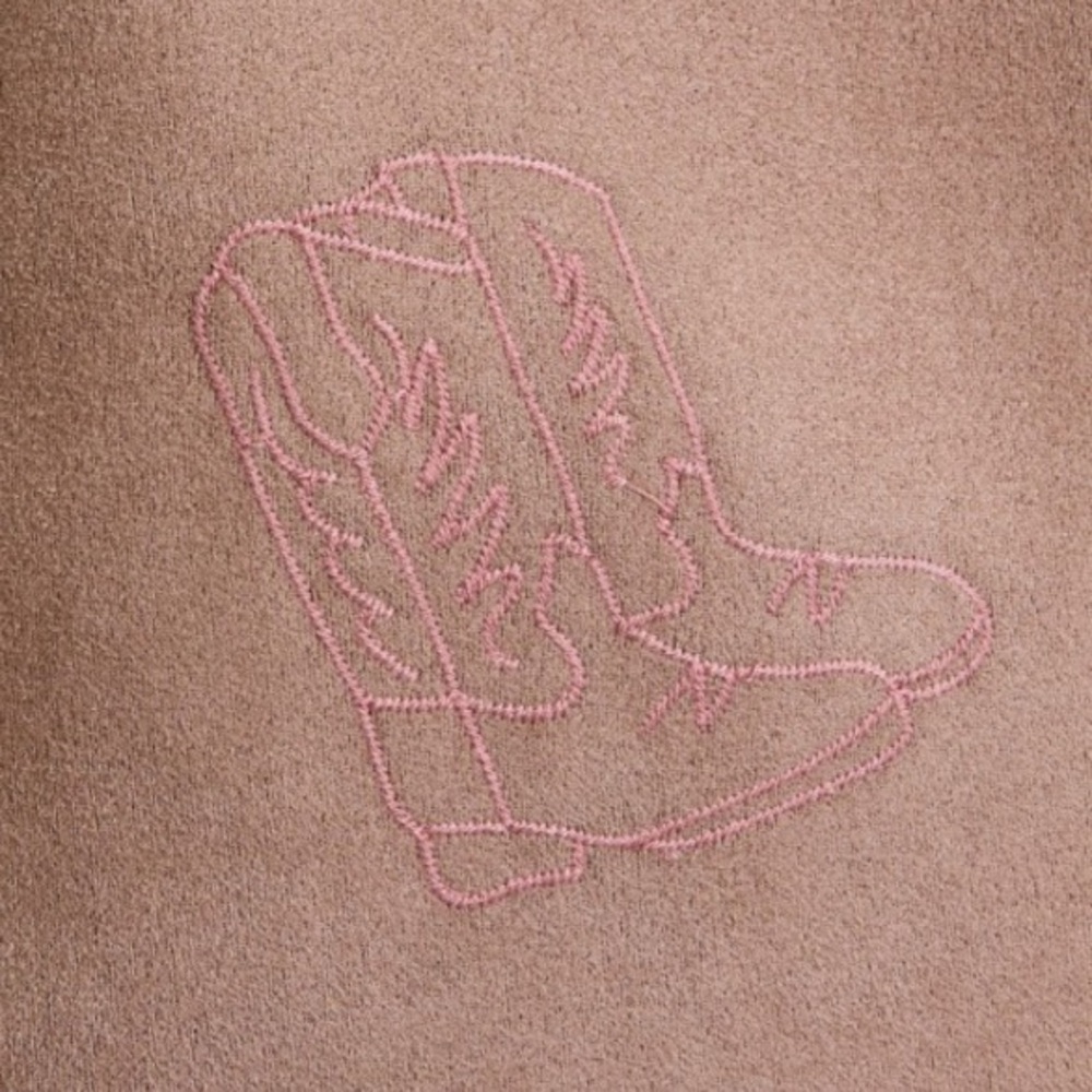 Le Lis Boutique Suede Jacket with Western Stitch Details-Tan & Pink Size Medium - Picture 4 of 11